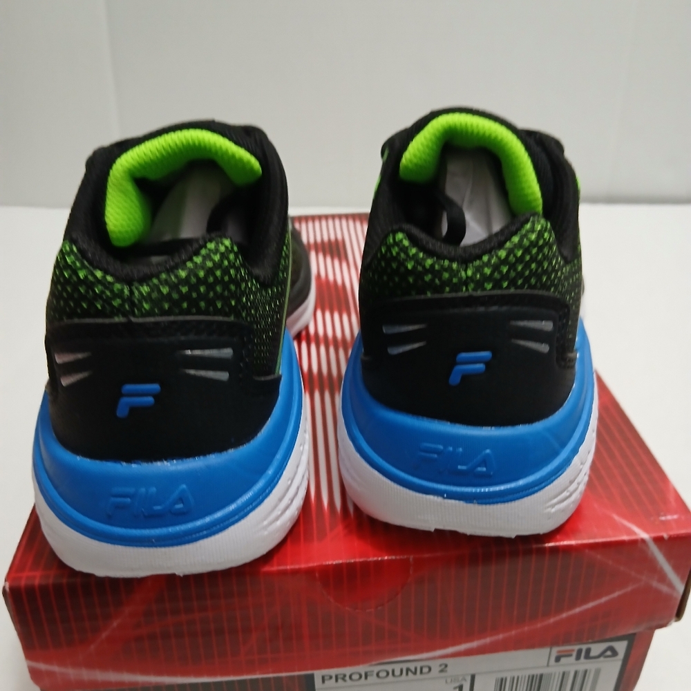 Fila  Kids Sneakers - Black and Green Size 1 - Picture 6 of 10